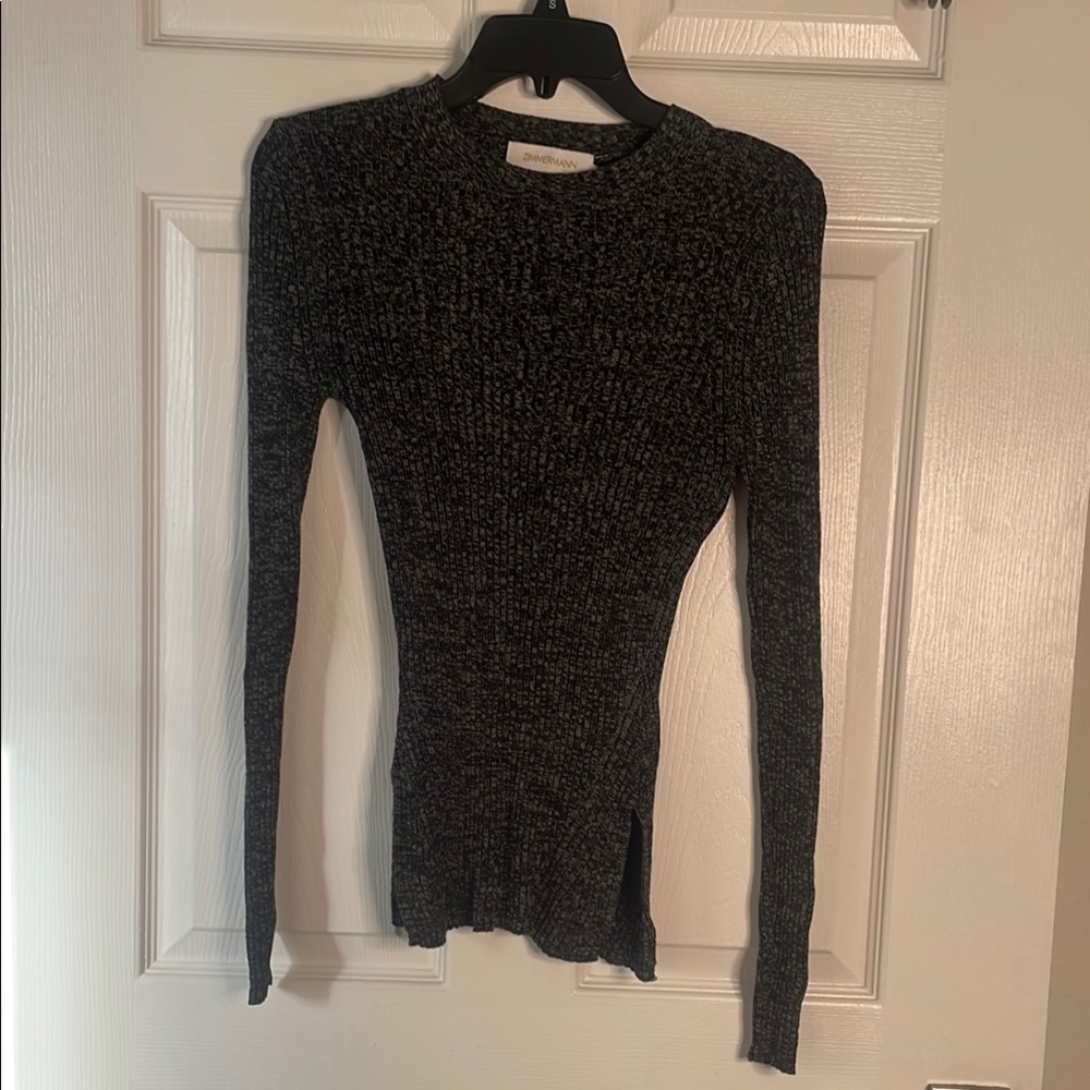 Zimmermann long sleeve ribbed knit 70% silk top